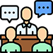 Icon, people talking in a meeting