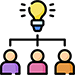 Icon for idea, people under a lightbulb