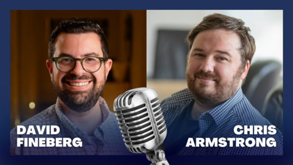 On the left is a picture of Dr. David Fineberg smiling, wearing glasses and a plaid shirt. On the right is a picture of Dr. Christopher Armstrong, also smiling with a light-hearted and approachable demeanor.