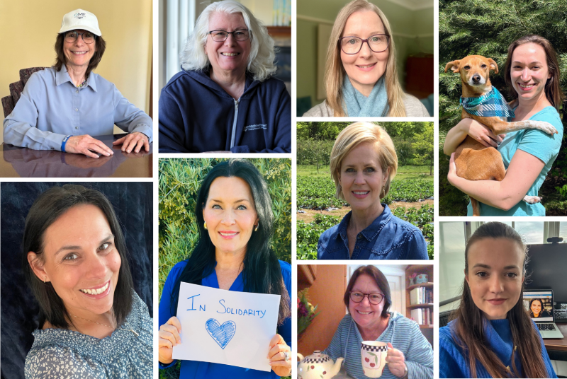 Un collage de l'équipe de la fondation. Ci-dessous : Linda Tannenbaum, Kimberly Hicks, Lynn Bousquet, Lindsay Daguerressar, Danielle Meadows, Karolina Kutilek, Janis Maslyk et Rebecca Morse.